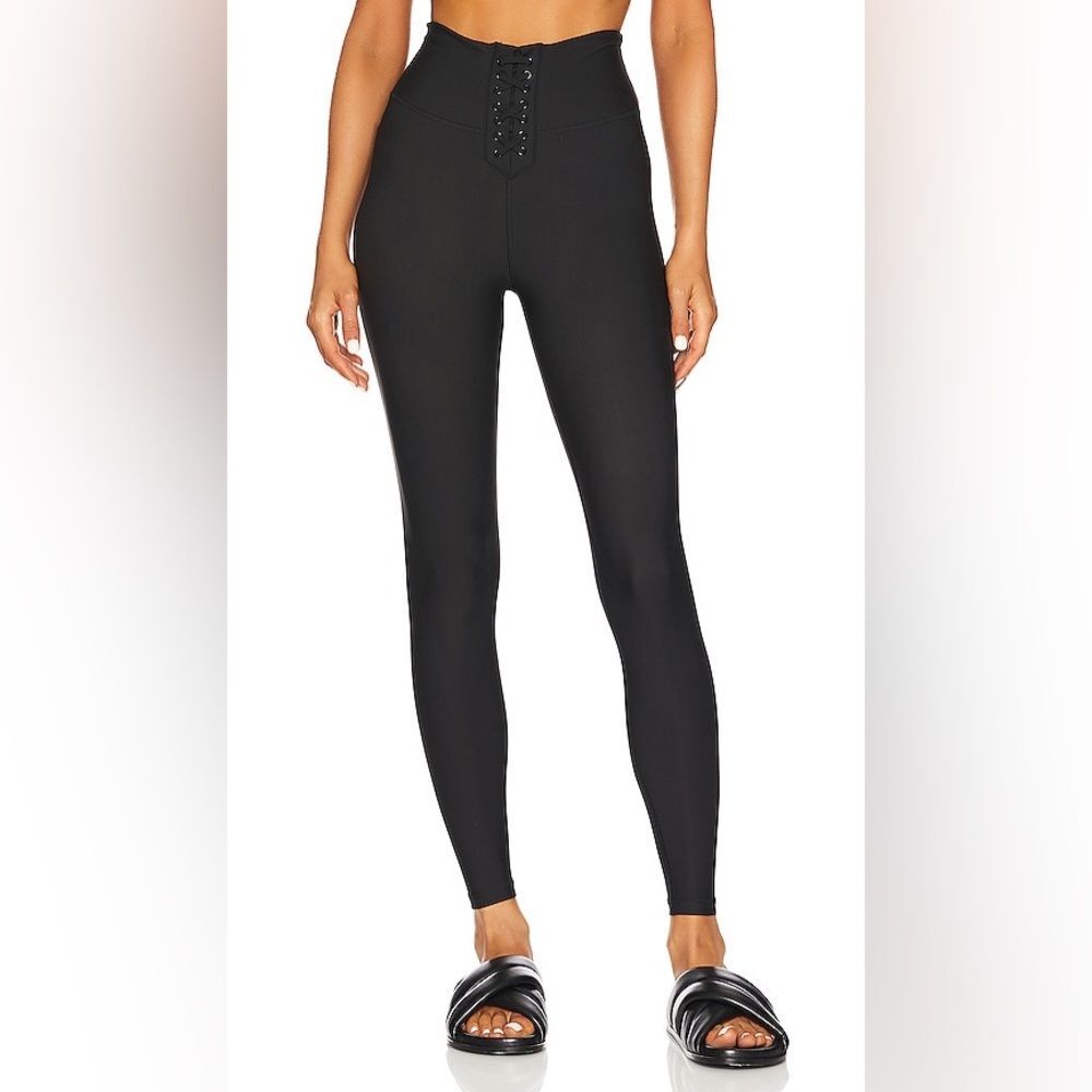 WeWoreWhat Lace Up Leggings Solid Jet Black Size Large NWT